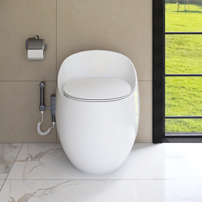 Toilettes allongées de 1,28 GPF en forme d'œuf fixées au sol (siège inclus)