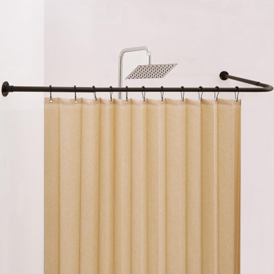 [39"-68.5"] x [55"-84.2"] Large Corner Shower Curtain Rod, L Shaped Adjustable 90 Degree Right-angled Curved Bathroom Curtain Rod with 12 Hooks and Ceiling Support