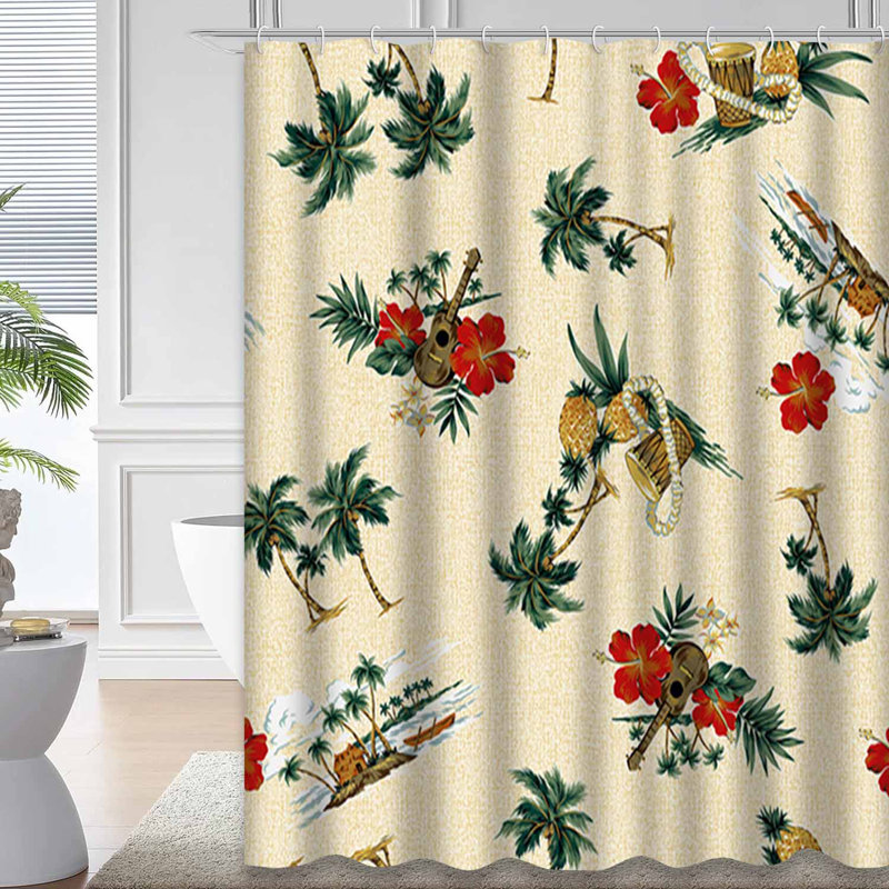 Rideau de douche Hawaiian Hibiscus Tropical Blossom, L 72 po x l 72 po