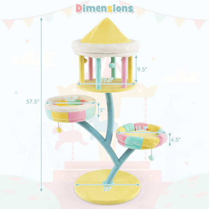 Multi-layer Cat Tree Cat Tower With Open Condo 2 Removable Perches Dangling Balls