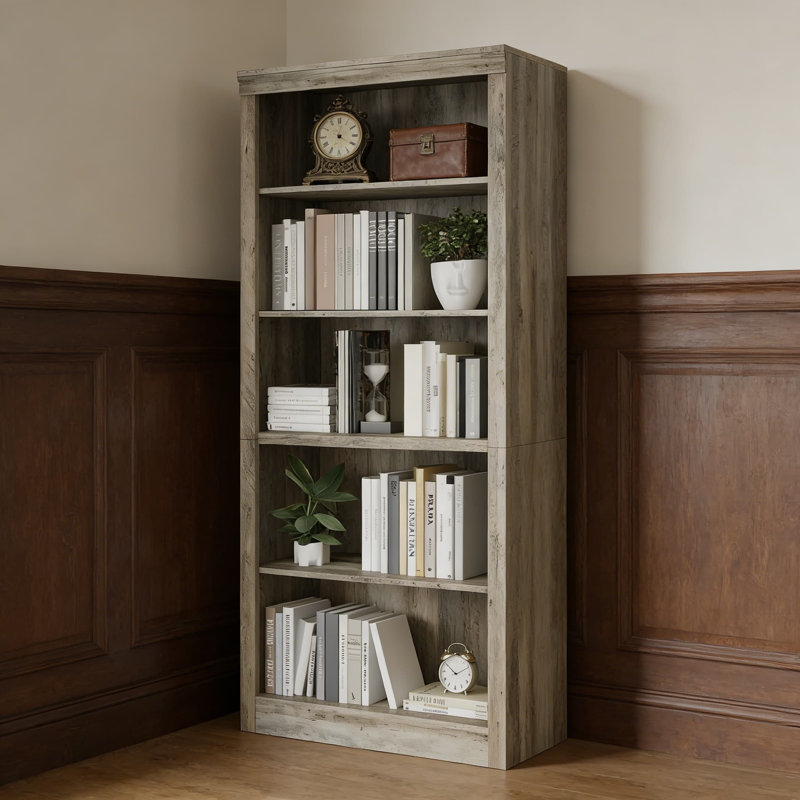 Grande bibliothèque à 5 niveaux, bibliothèque ouverte moderne avec protection anti-basculement, tablette de rangement autoportante pour le salon, la chambre à coucher ou le bureau à domicile