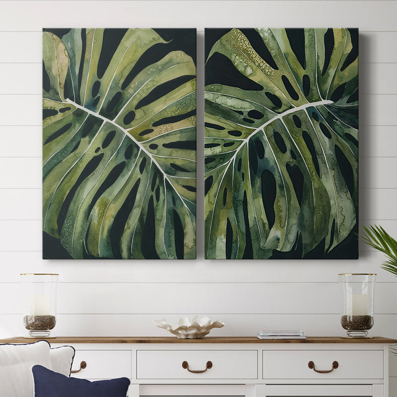 Toile tendue Nocturnal Monstera I-Premium Gallery - prête à être accrochée, H 18 po x l 12 po