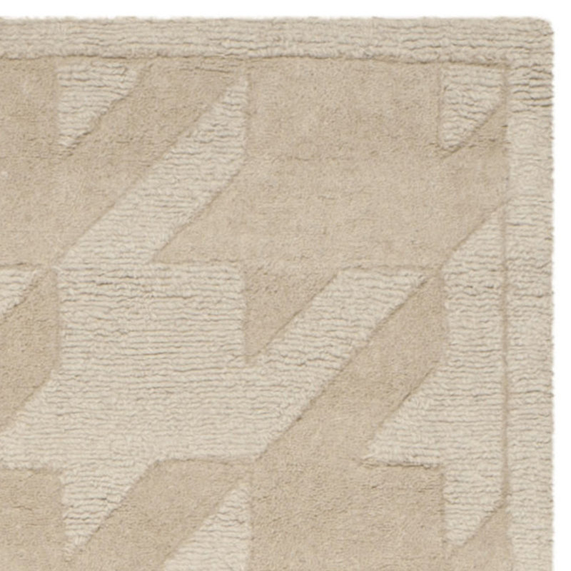 Hand-Tufted Beige Wool Square Area Rug
