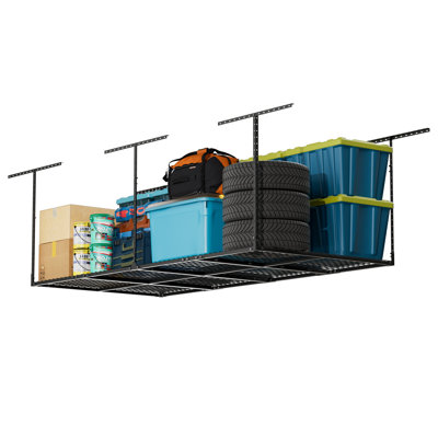 Garage Ceiling Storage Racks with Side Panels, Overhead Garage Storage Rack, Adjustable Height 22-42 Inches, Sturdy Carbon-Steel,700lbs Weight Rating