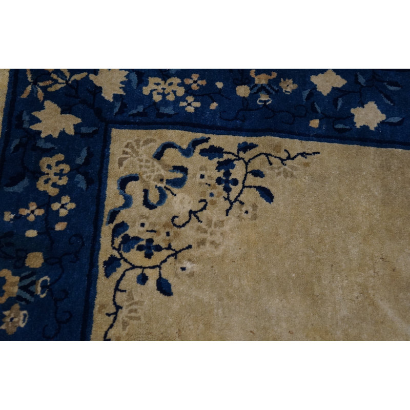 Wool Small Scatter Size Chinese Knotted 1930s Rectangle Antique Ivory - Peking Rug