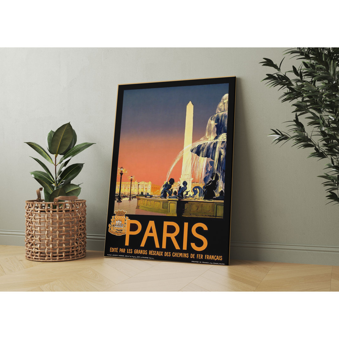 Vintage Poster  - Paris Brunnen Als Leinwandbild Art_0771