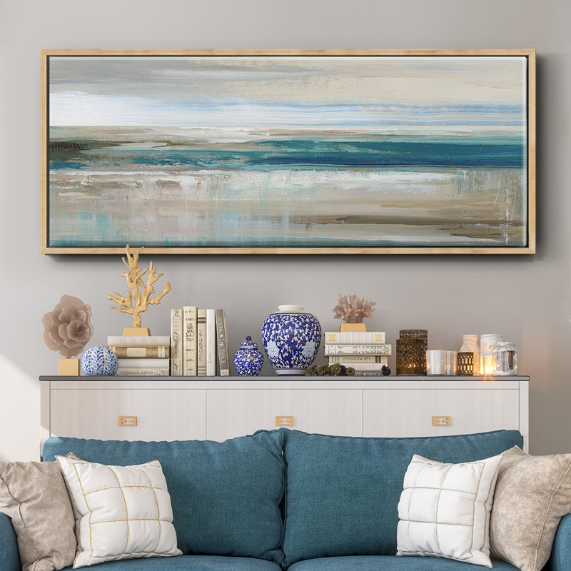Abstract Sea- Framed Canvas, 24" H x 60" W