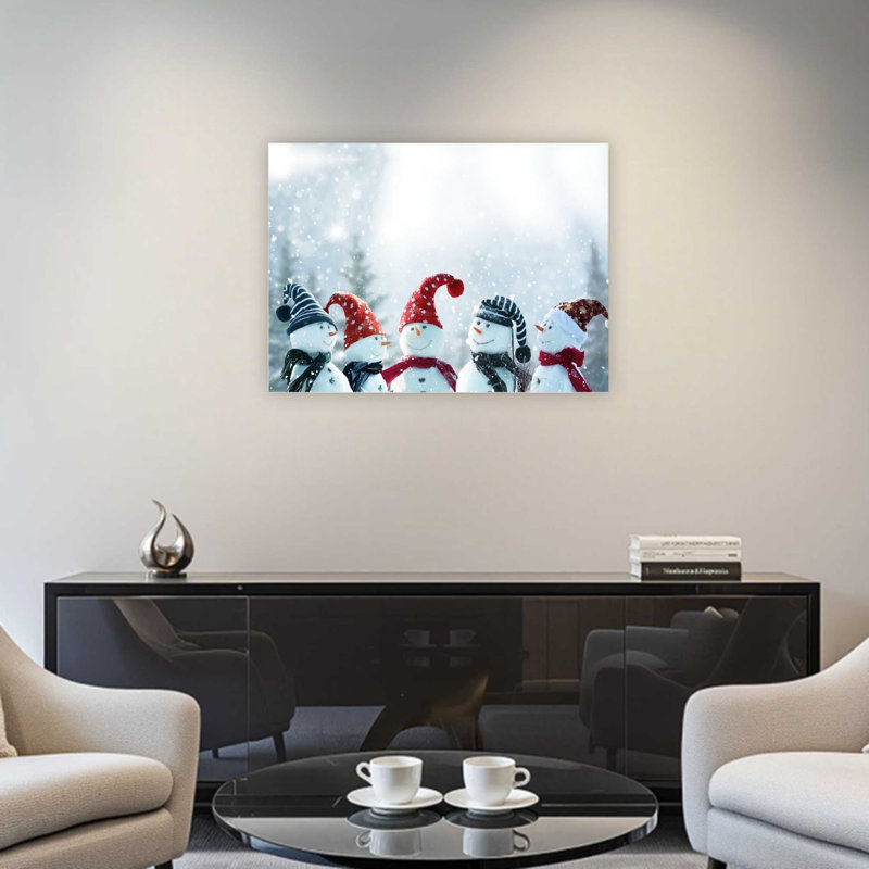 Cinq, chapeau de père Noël, écharpe rouge et blanche sur toile, décor moderne de qualité supérieure, 24 x 32 po