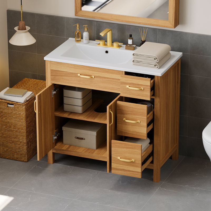 36" Single Bathroom Vanity With Ceramic Sink