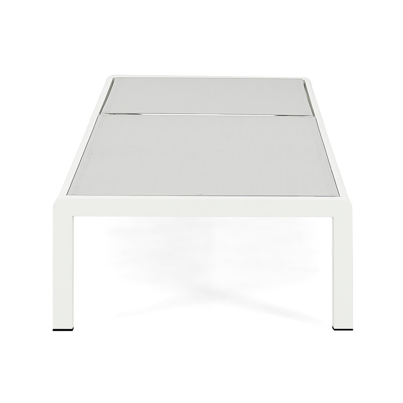Ensemble de 2 chaises longues d'extérieur, Gris clair / blanc