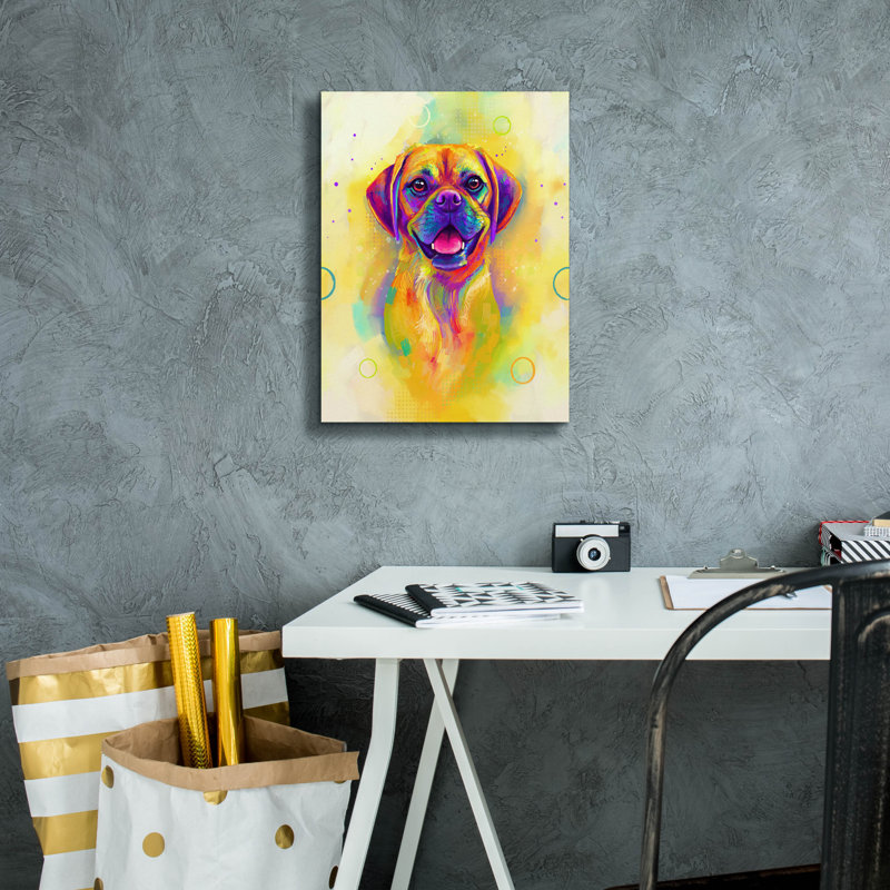 «Pop Art Puggle» par Furbaby Affiliates, art mural sur toile, H 16 po x l 12 po