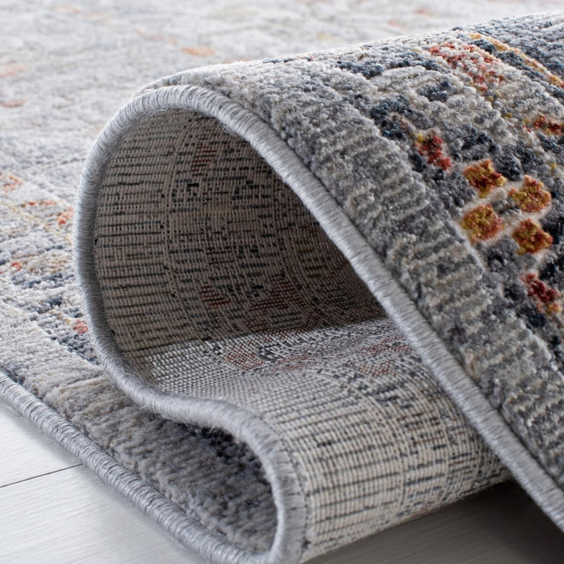 Tapis gris clair / bleu marine en polyester tissé à la machine Cassandra Lauren Ralph Lauren, Rectangle 4 pi x 6 pi