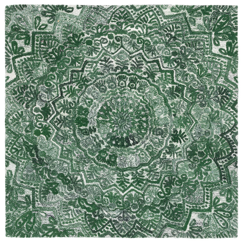 Dragon Marquee Hand Tufted Performance Oriental Rug, Square 4'