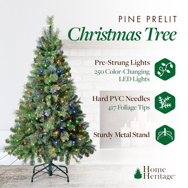 The Holiday Aisle® Rotating Tree Stand Base with Cascade Quick Set 5-Ft Pre-Lit Tree