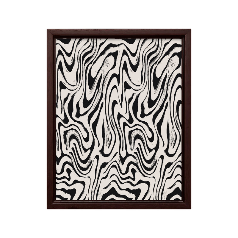 Ligne continue Doodle, Canvas, 12"H x 16"W, Brown Framed