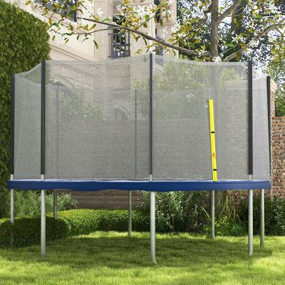Soozier Trampoline Safety Net For 14Ft Round Trampoline With 8 Straight Poles, Weather-Resistant Trampoline Net Replacement Enclosure With Yellow Zippered Entrance, Poles Not Included, Yellow