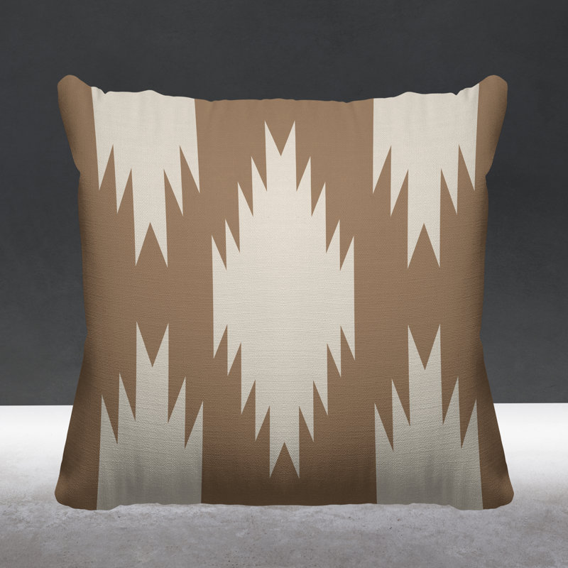 Coussin intérieur / extérieur Yuma Southwestern, L 17 po x H 17 po, Beige