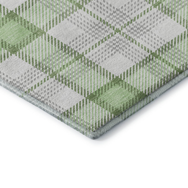 Premium Machine Washable Corum AMF1052 Plaid Rug, Rectangle 1'8" x 2'6"
