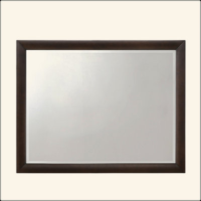 Rectangular Landscape Wall Mirror with Beveled Edge, Sturdy Wooden Frame Mirror with Mounting Support Slats for Bedroom Dresser & Living Room Decor