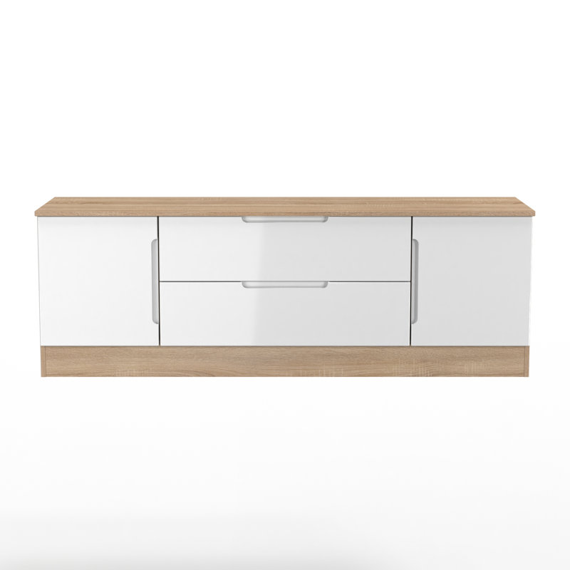 Chantez Unfinished TV Stand for TVs up to 65", White/Natural