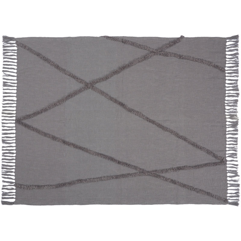 Ruzmira Hand Woven Throw Blanket, Gray