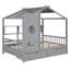 Lit double gris en bois avec tiroirs et tablette - gris + bois + lit double-1202027227-1202027229