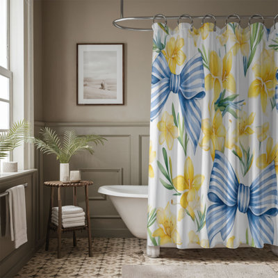 Blue and Yellow Art - 1 Piece Standard Shower Curtain