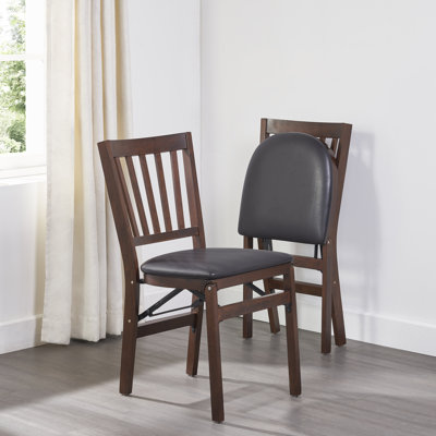 Stakmore School House Folding Chair, Espresso Frame with Black Vinyl