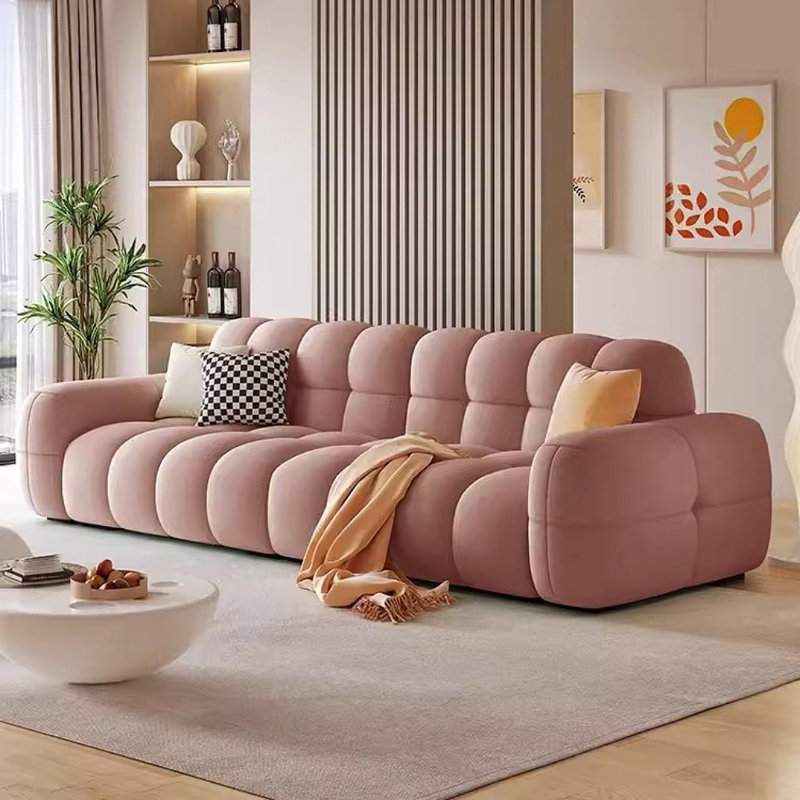 Canapé lumineux de style luxueux, H 31,5 po x l 102,36 po x P 39,37 po, Rose
