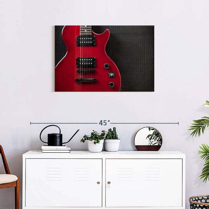 Guitare électrique Abarca Shiny Red, H 20 po x l 30 po