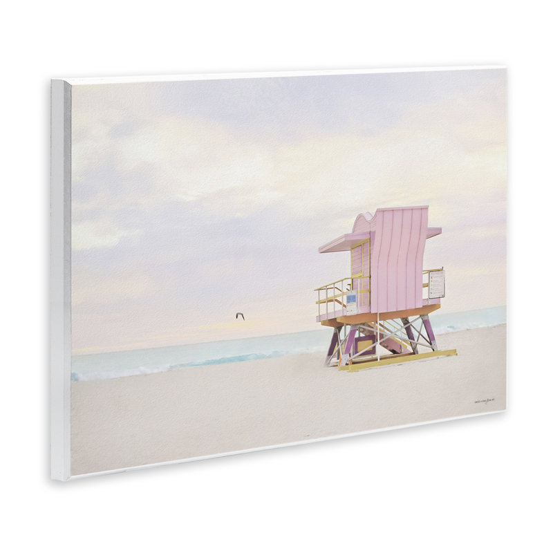 Plaque rose Pink Paradise Beach, design par Seven Trees Design, H 13 po x l 19 po
