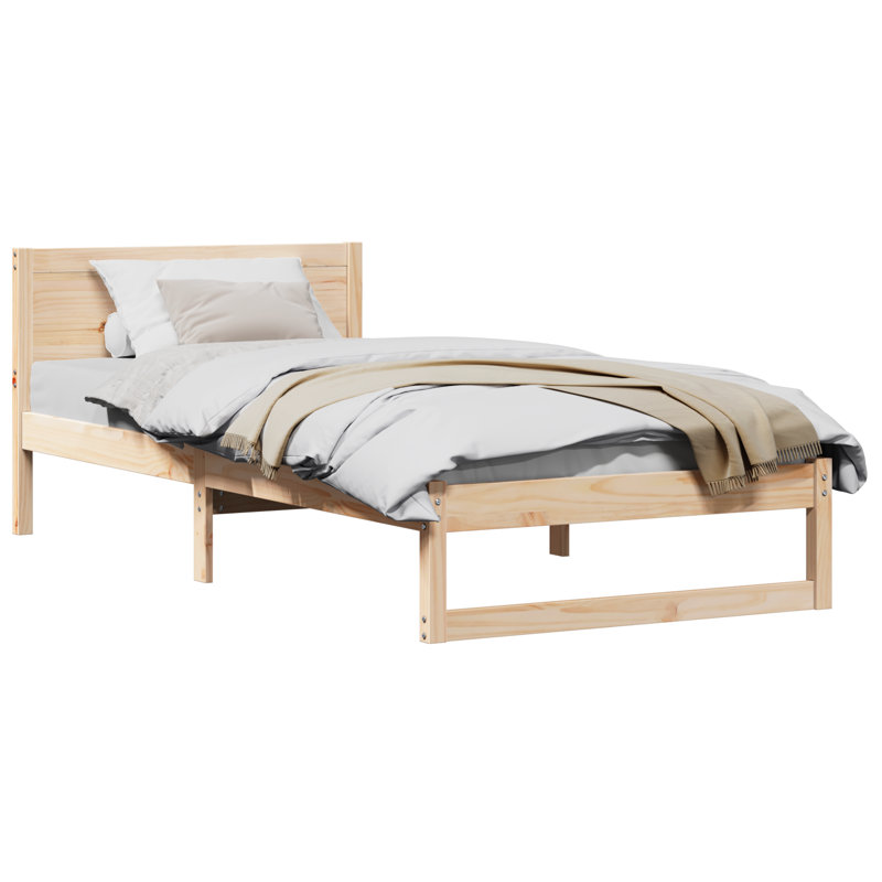 Bed Frame with Headboard Solid Pine Wood