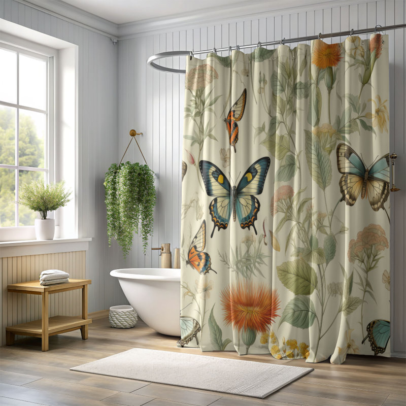 Garden Flutter - Rideau de douche Premium, H 74 po x l 71 po