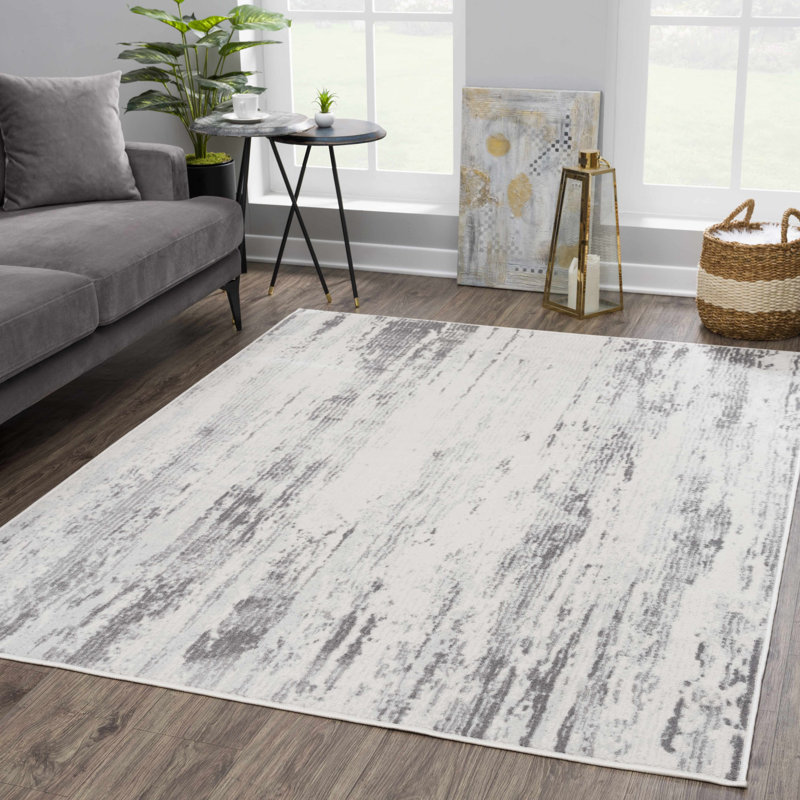 Elyjah Performance Transitional Ivory/Gray Area Rug, Round 7'10"