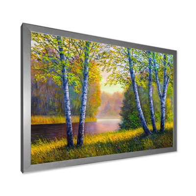 " River Through The Birch Tree Forest "