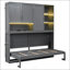 Lit escamotable mural simple avec armoire supérieure