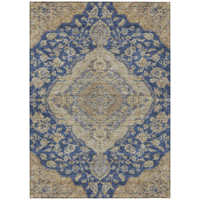 Tapis bleu marine intérieur / extérieur lavable à la machine Cicel ACN1151