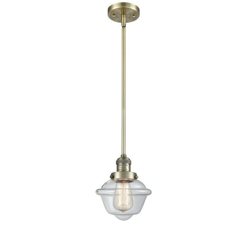 Baptiste 1 - Light Single Pendant, Antique Brass, 6 Watt Vinage LED Bulb, Clear