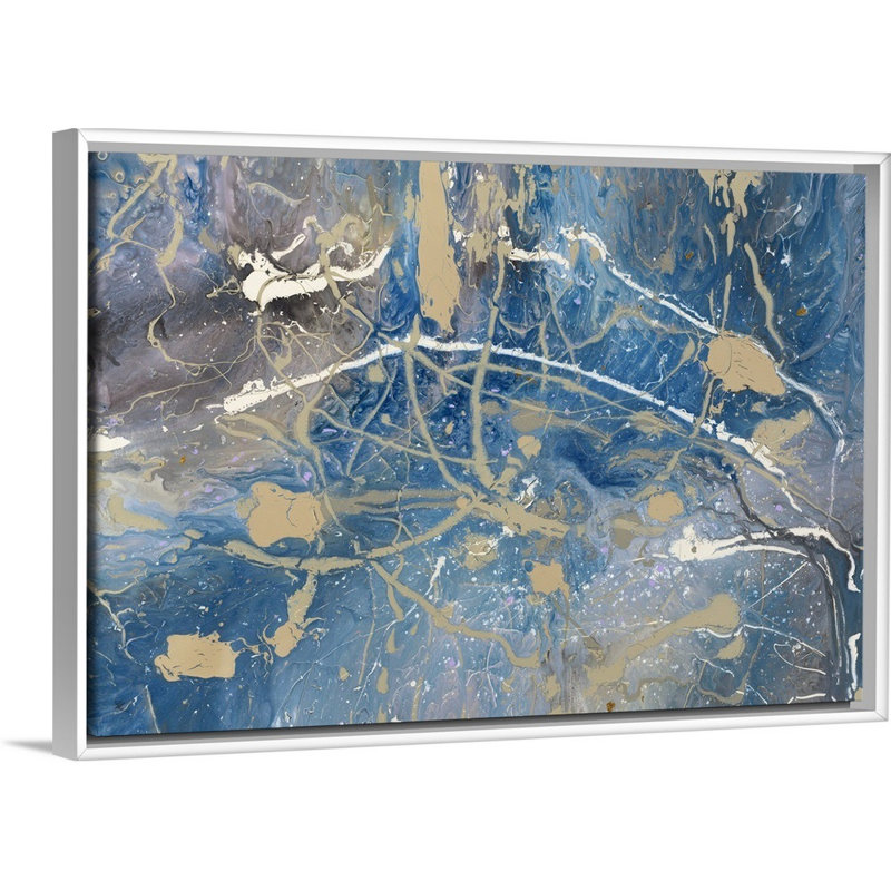 « plongez », peinture sur toile, H 33,7 po x l 49,7 po x P 1,75 po, Cadre flottant blanc