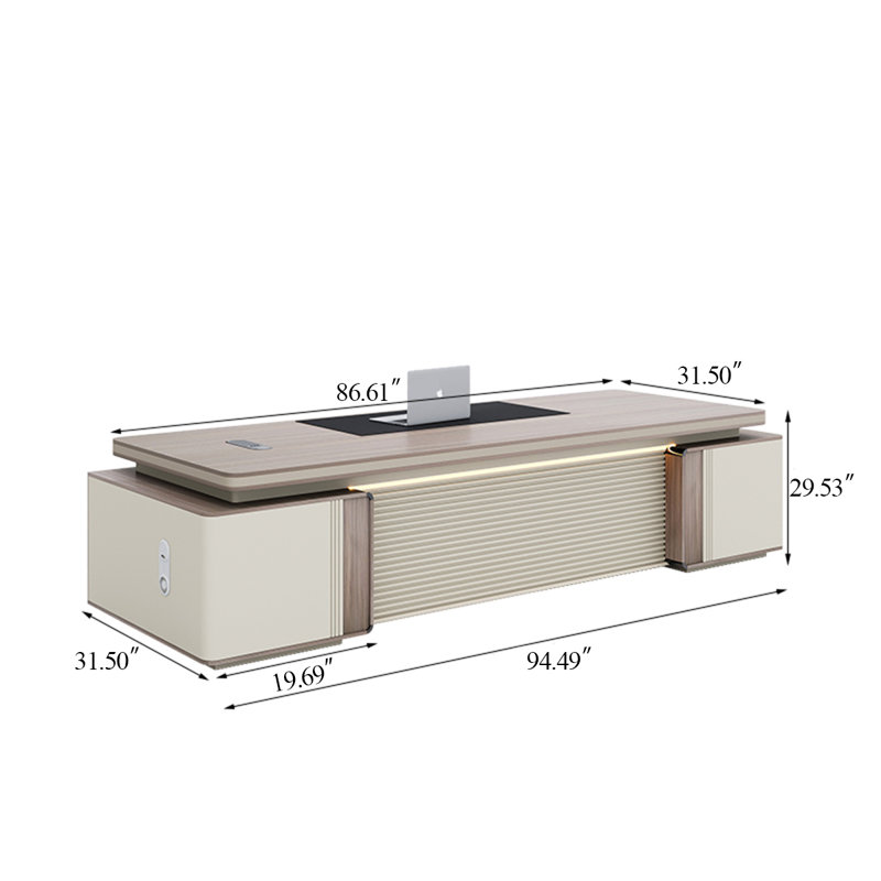 94.49"Modern Light Luxury Rectangular Office Desk, 29.53" H x 94.49" W x 31.5" D