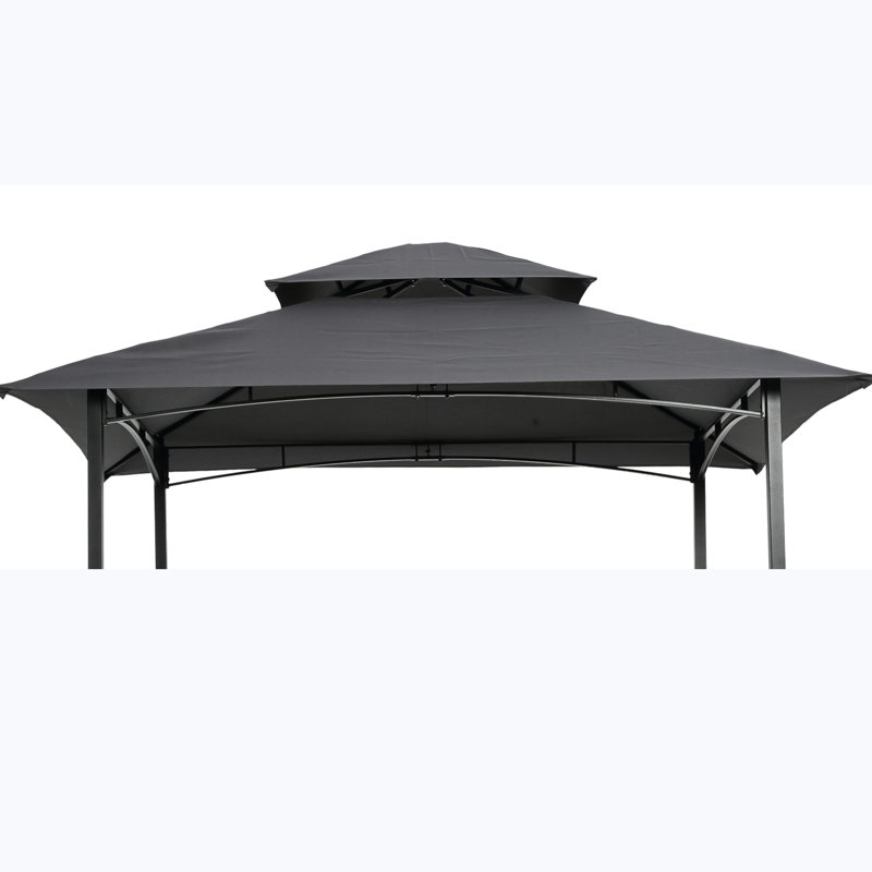 Auvent de remplacement pour abri de jardin 8 x 5 pi - Toile de protection à deux niveaux pour barbecue, tissu gris protégé, portable, facile à assembler pour le toit de camping gris, s'adapte à un cadre de 10 x 10 pi