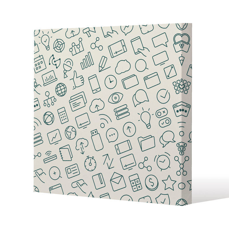 Outline icons Slim Style Canvas Print, 15mm Slim Real wood., 60 cm H x 60 cm W