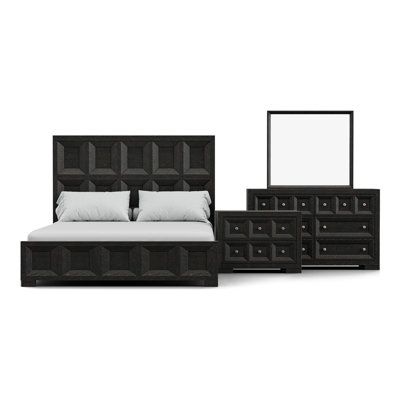 Schell 4-Piece Bedroom Set (1 Bed + 1 Nightstand + 1 Dreser + 1 Mirror)