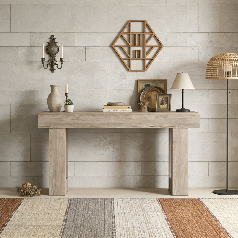 Wooden Sofa Console Table For Entryway, Mix Brown