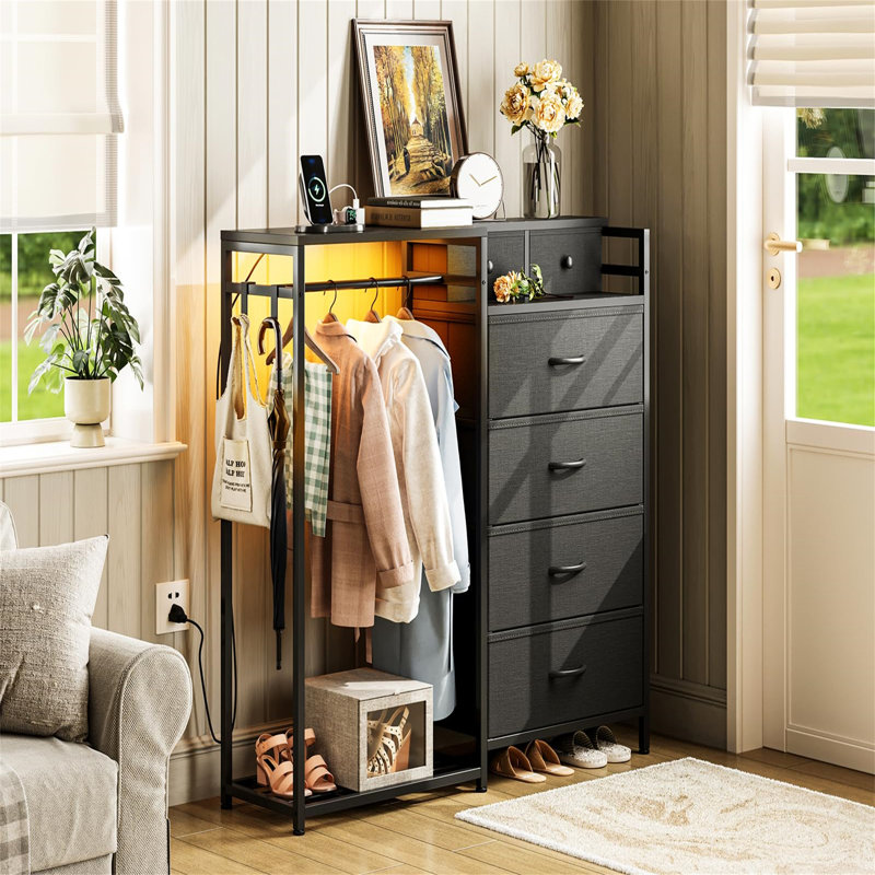 110 cm W Chest of 6 Drawers, Black