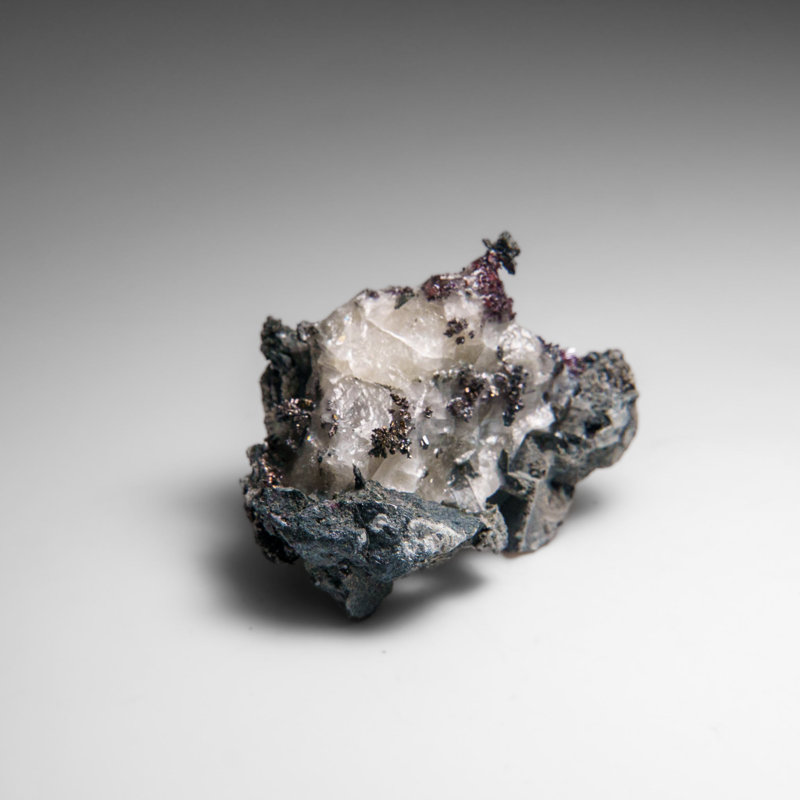 Silver On Calcite Crystal Cluster  Matrix From Bouismas Mine, Zagora, Morocco
