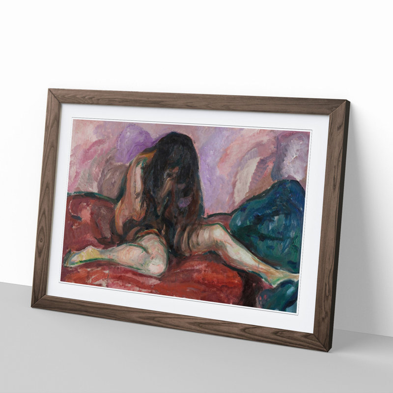 Weeping Nude by Edvard Munch - Picture Frame Painting, 27cm H x 36cm W x 2cm D, Walnut