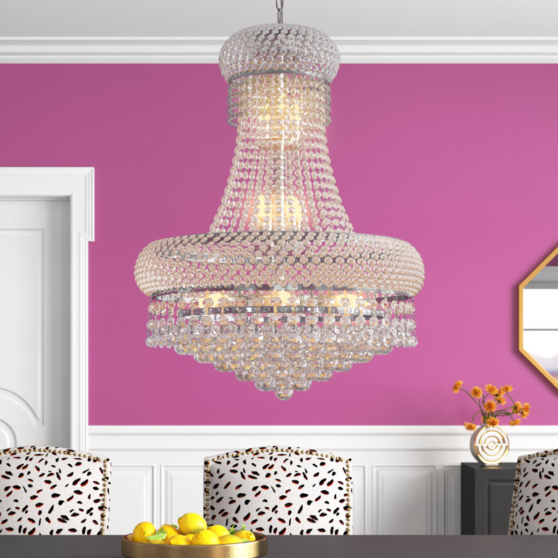 Meanna Dimmable Empire Chandelier, 36" H x 28" W x 28" D, Chrome