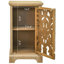 Table de bout en bois sculpté 30,5 "de haut avec porte de rangement pour salon, finition naturelle