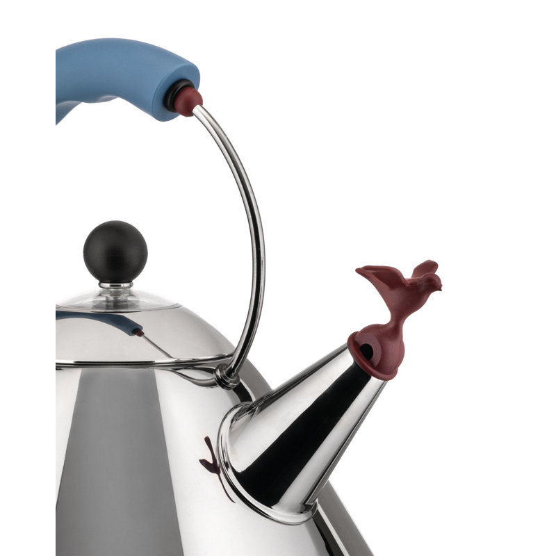 Alessi Whistling Stovetop Tea Kettle, Blue, 8.07″ H x 7.88" W